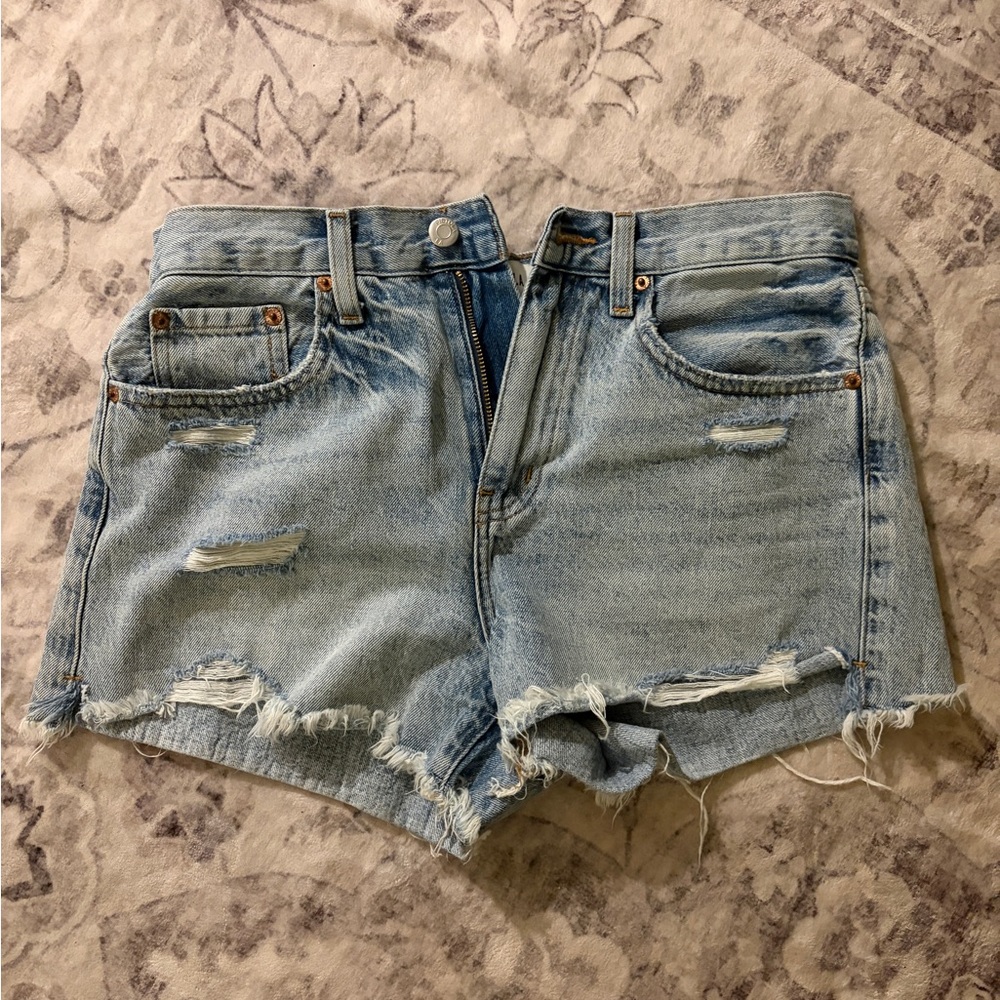 Pistola Light Blue Distressed Jean Shorts